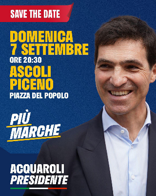 Ascoli Piceno - Domenica piazza del Popolo accoglie Francesco Acquaroli